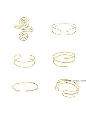 6Pc Gold Arm Cuff Set Upper Arm Bracelet Jewelry for Women